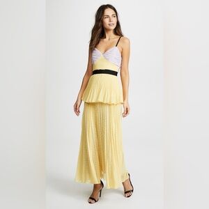 Self-Portrait Yellow and Lavender Pleated Dress